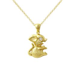 14KT Yellow Gold Ladies Slider with Chain  -# 6741-1