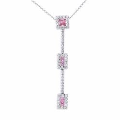 14KT White Gold Ladies Diamond and Gemstone Slider with Chain -# 8796