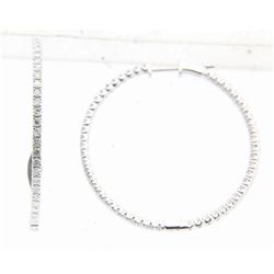 14KT White Gold Ladies Diamond Hoop Earrings -# 9755