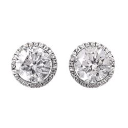 14KT White Gold Diamond Stud Earrings -# 1701