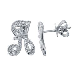 14KT White Gold Diamond Initial "H" Studs -# 6600-1