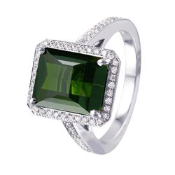 18KT White Gold Tourmaline and Diamond Ring -# 864