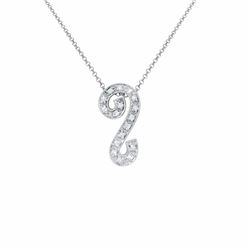 14KT White Gold Ladies Diamond Slider with Chain -# 8573
