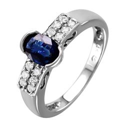14KT White Gold Sapphire & Diamond RIng -# 2135