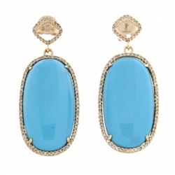 14KT Yellow Gold Ladies Diamond and Gemstone Earrings -# 8953