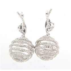 14KT White Gold Ladies Diamond Earrings -# 9681