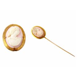 10KT Yellow Gold Cameo Brooch / Hair Pin -# 707
