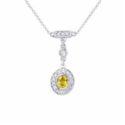 14KT White Gold Ladies Diamond and Gemstone Slider with Chain -# 8631