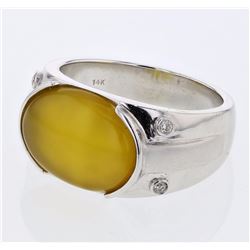 18KT White Gold Mens Diamond and Gemstone Men's Ring  -# 9639