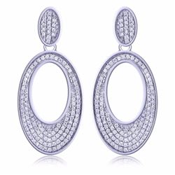 14KT White Gold Ladies Diamond Earrings -# 8555