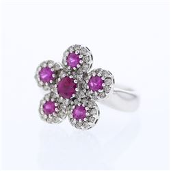 14KT White Gold Ladies Diamond and Gemstone Ring -# 9499