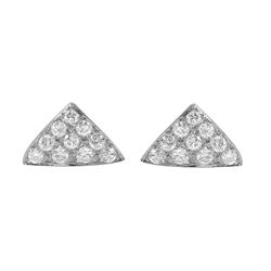 14KT White Gold Diamond Traingle Earrings  -# 194