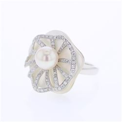 18KT White Gold Ladies Diamond Fashion Ring -# 9807