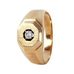 14KT Yellow Gold Men's Diamond Solitaire Ring -# 6626