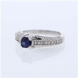 14KT White Gold Ladies Diamond and Gemstone Ring -# 9081