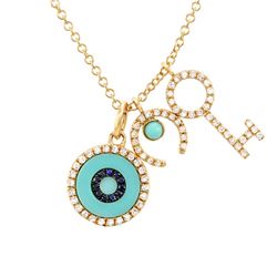 14KT Yellow Gold Gemstone Pendant With Chain -# 7941