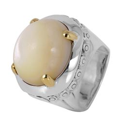 John Hardy Silver 18KT Gold Moonstone Ring -# 553