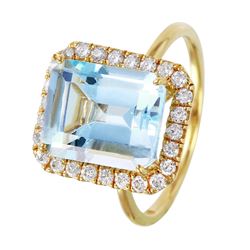 14KT Yellow Gold Topaz & Diamond Ring -# 1364