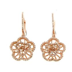 14KT Rose Gold Ladies Diamond Earrings -# 8945