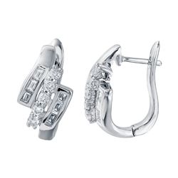 14KT White Gold Diamond Huggie Earrings -# 6562-1