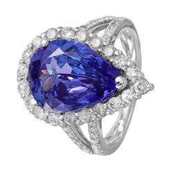 14KT White Gold Tanzanite & Diamond Ring -# 1515
