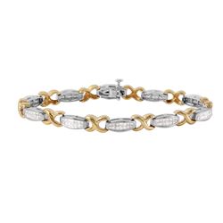 14KT Two Tone Gold Diamond Tennis Bracelet -# 1183