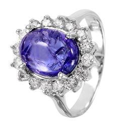 14KT White Gold Tanzanite & Diamond Ring -# 1524
