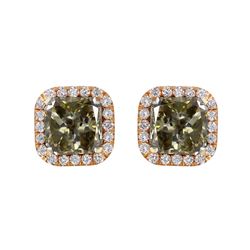 18KT Two Tone Gold Diamond Stud Earrings -# 1644