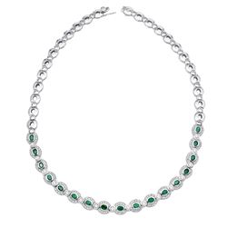 14KT White Gold Emerald Necklace -# 6429-1