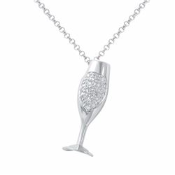 18KT White Gold Ladies Diamond Slider with Chain -# 8804