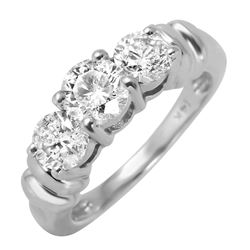 14KT White Gold Diamond Three Stone Ring -# 523