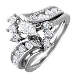 14KT White Gold Diamond Wedding Ring Set -# 1558
