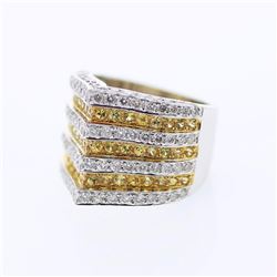 18KT Two Tone Gold  Ladies Diamond and Gemstone Fashion Ring -# 10062