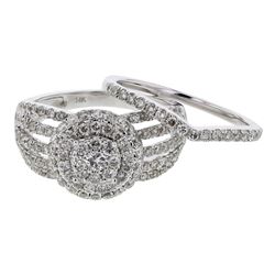14KT White Gold Ladies Diamond Wedding Ring Set -# 10106