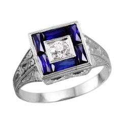 20KT White Gold  Sapphire & Diamond Ring -# 1677
