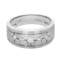 14KT White Gold Mens Diamond Ring -# 9253
