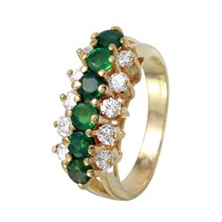 14KT Yellow Gold Emerald & Diamond Ring -# 1063