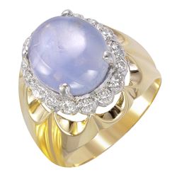 14KT Yellow Gold Star Sapphire & Diamond Ring -# 71