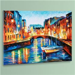 Evening River LIMITED EDITION Giclee on Canvas by Leonid Afremov, Numbered and Signed with Certifica