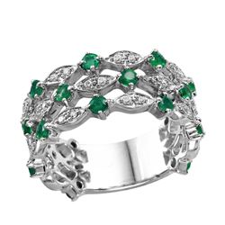 14KT White Gold Emerald & Diamond Ring -# 2089