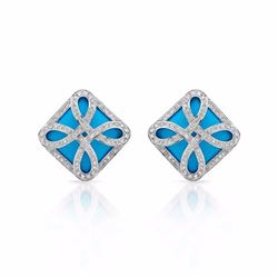 14KT White Gold Ladies Diamond and Gemstone Earrings -# 9627