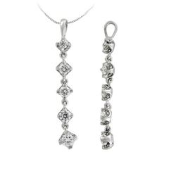 14KT White Gold Ladies Diamond Necklace -# 9569