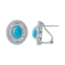 14KT White Gold Ladies Diamond and Gemstone Earrings -# 9307