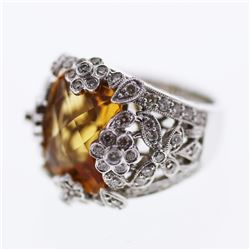 18KT White Gold Ladies Diamond and Gemstone Ring -# 10350