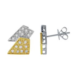 14KT Two Tone Gold Diamond Stud Earrings -# 6608-1
