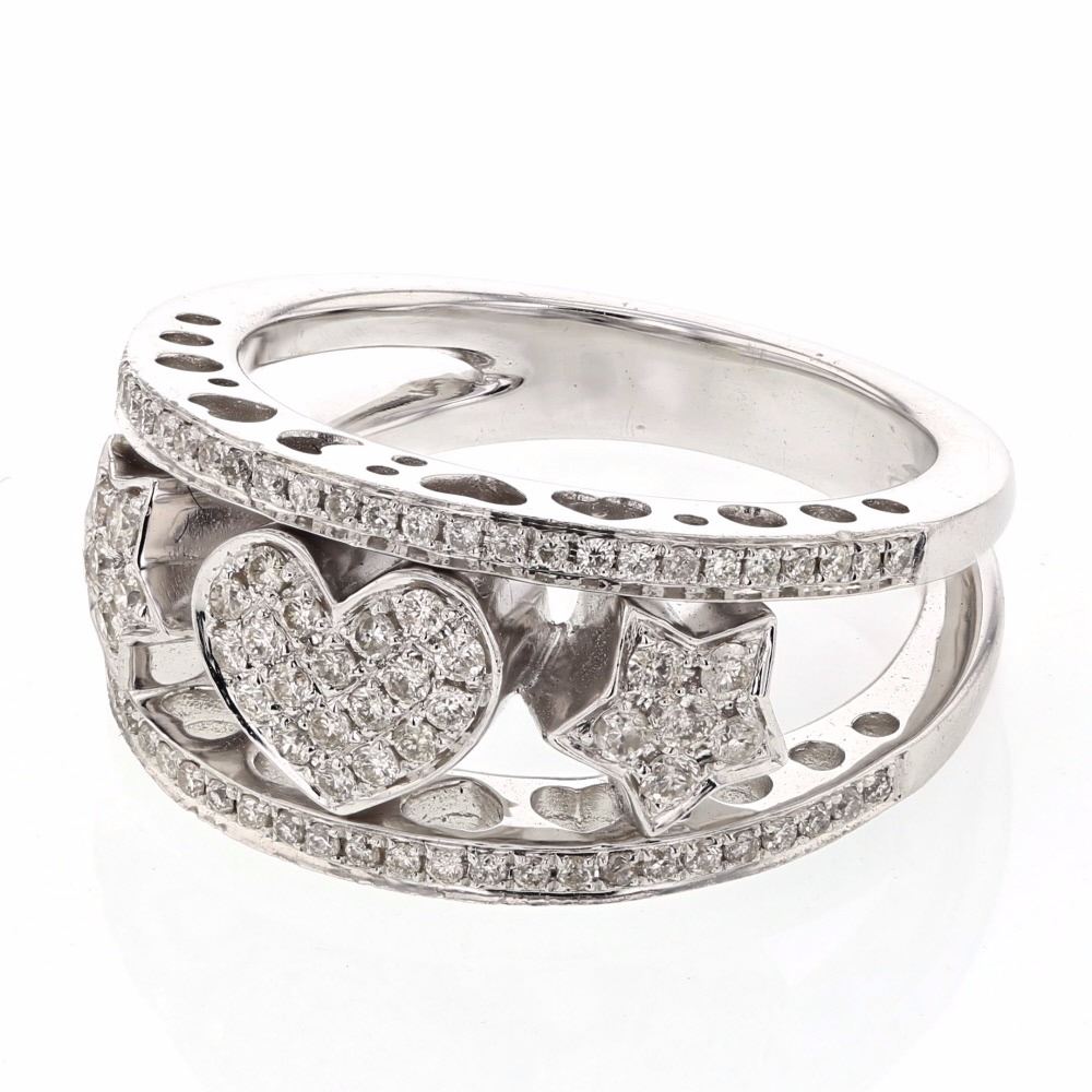 18KT White Gold Ladies Diamond Fashion Ring 9213