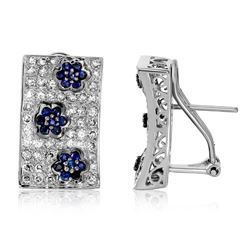 14KT White Gold Ladies Diamond and Gemstone Earrings -# 9727