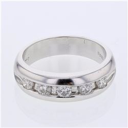 18KT White Gold Mens Diamond Wedding Band -# 9954