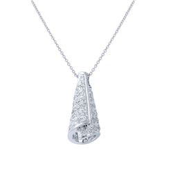 14KT White Gold Ladies Slider with Chain  -# 6735