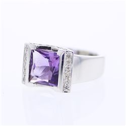 18KT White Gold Ladies Diamond and Gemstone Fashion Ring -# 9562